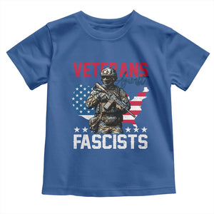 Veterans Against Fascists Toddler T Shirt Patriotic Soldier Vintage American Flag TS11 Royal Blue Print Your Wear