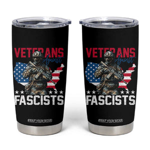 Veterans Against Fascists Tumbler Cup Patriotic Soldier Vintage American Flag - Print Your Wear