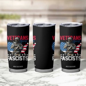 Veterans Against Fascists Tumbler Cup Patriotic Soldier Vintage American Flag - Print Your Wear