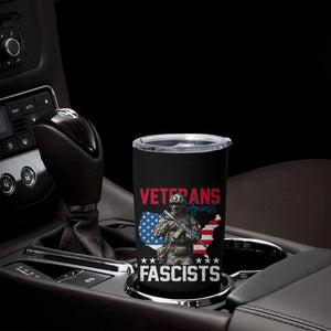 Veterans Against Fascists Tumbler Cup Patriotic Soldier Vintage American Flag - Print Your Wear
