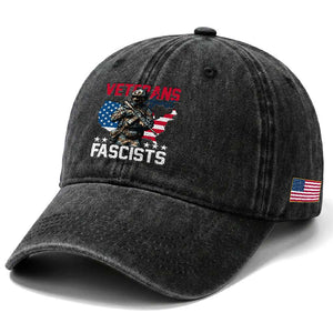 Veterans Against Fascists Washed Cotton Baseball Cap Patriotic Soldier Vintage American Flag TS11 Print Your Wear
