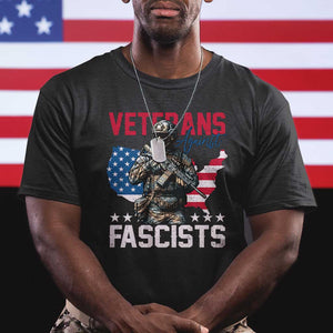 Veterans Against Fascists T Shirt Patriotic Soldier Vintage American Flag - Print Your Wear