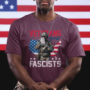 Veterans Against Fascists T Shirt Patriotic Soldier Vintage American Flag - Print Your Wear