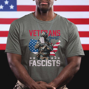 Veterans Against Fascists T Shirt Patriotic Soldier Vintage American Flag - Print Your Wear