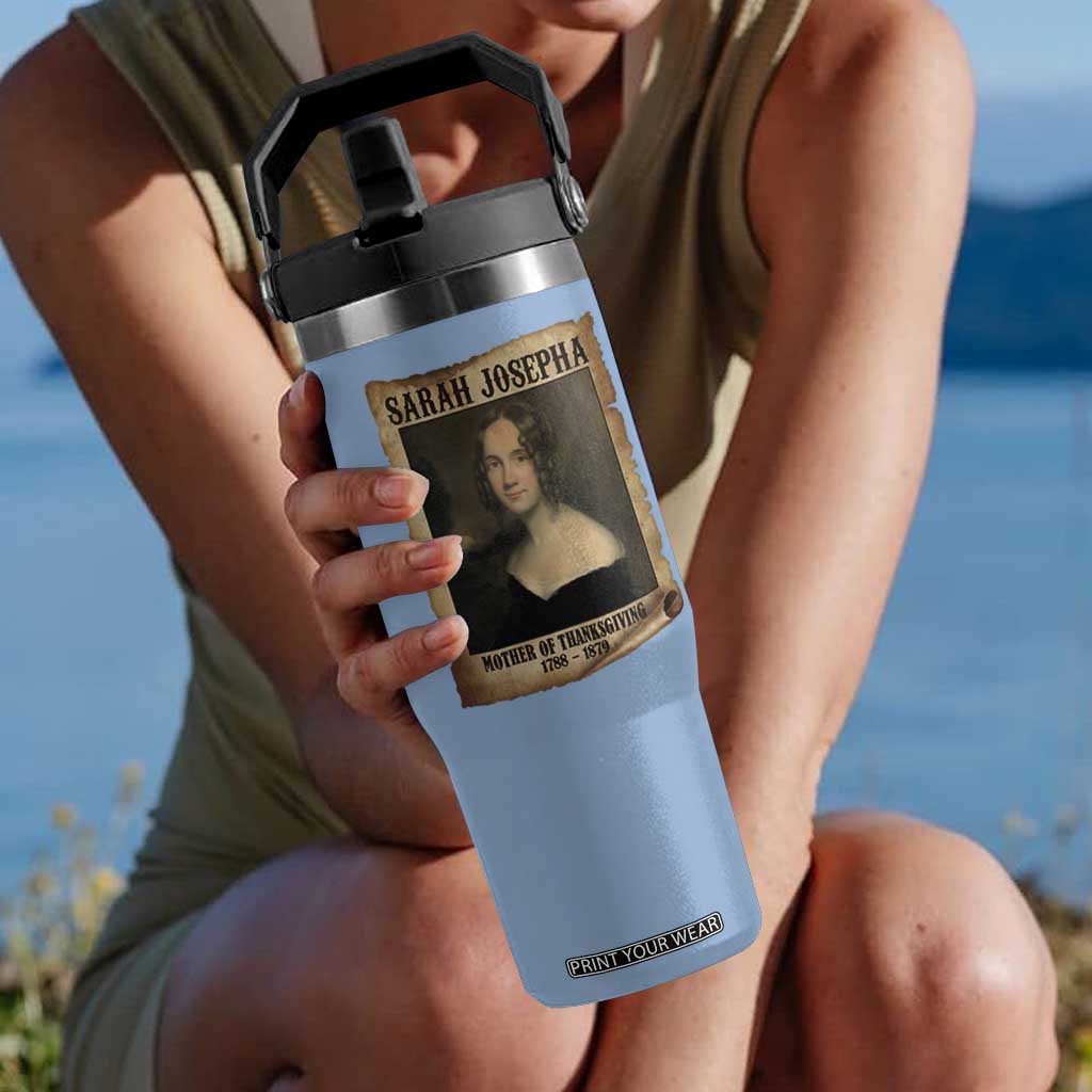 Sarah Josepha Hale Flip Straw Tumbler Mother Of Thanksgiving TS11 One Size: 30 oz Light Blue Print Your Wear