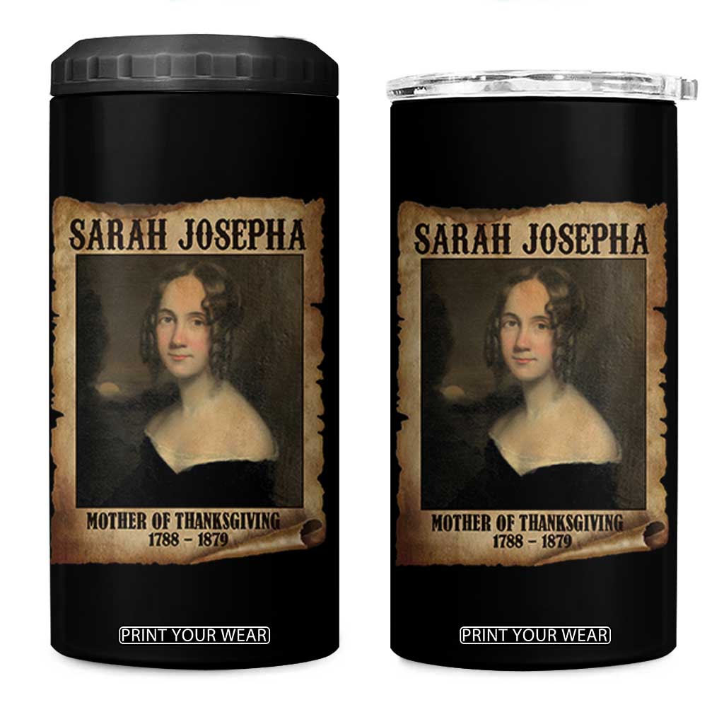 Sarah Josepha Hale 4 in 1 Can Cooler Tumbler Mother Of Thanksgiving TS11 One Size: 16 oz Black Print Your Wear