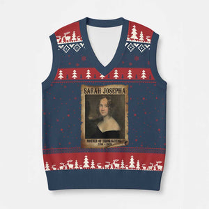 Sarah Josepha Hale V-Neck Knit Sweater Vest Mother Of Thanksgiving TS11 Navy Red Print Your Wear
