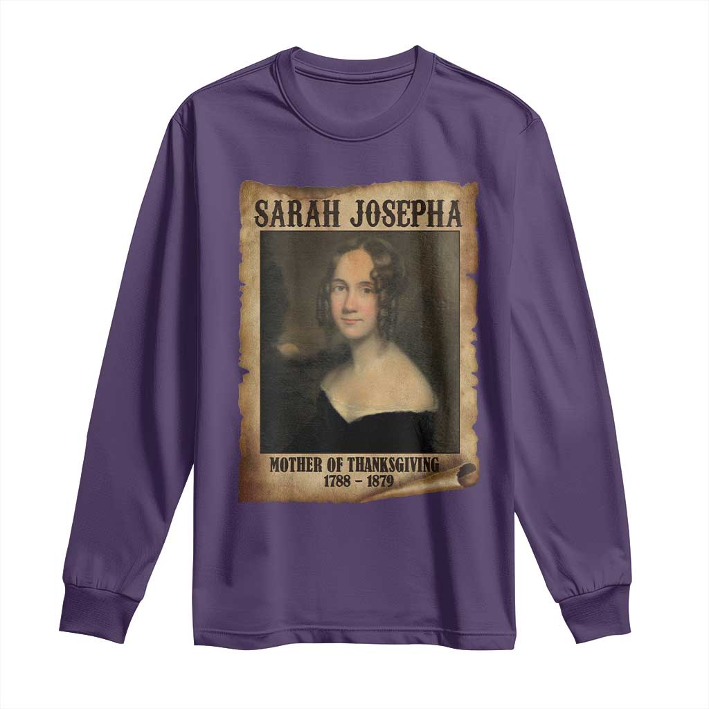 Sarah Josepha Hale Long Sleeve Shirt Mother Of Thanksgiving TS11 Purple Print Your Wear