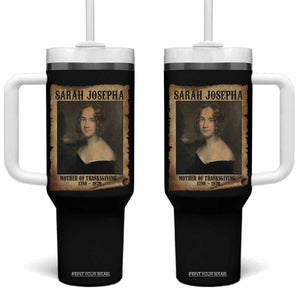 Sarah Josepha Hale Tumbler With Handle Mother Of Thanksgiving TS11 One Size: 40 oz Black Print Your Wear