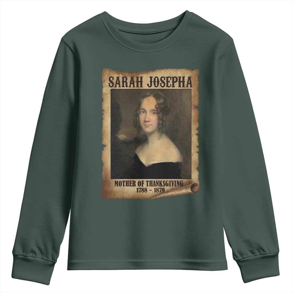 Sarah Josepha Hale Youth Sweatshirt Mother Of Thanksgiving TS11 Dark Forest Green Print Your Wear