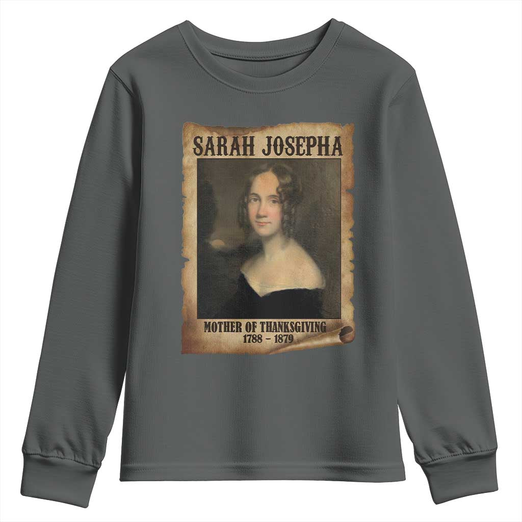 Sarah Josepha Hale Youth Sweatshirt Mother Of Thanksgiving TS11 Dark Heather Print Your Wear