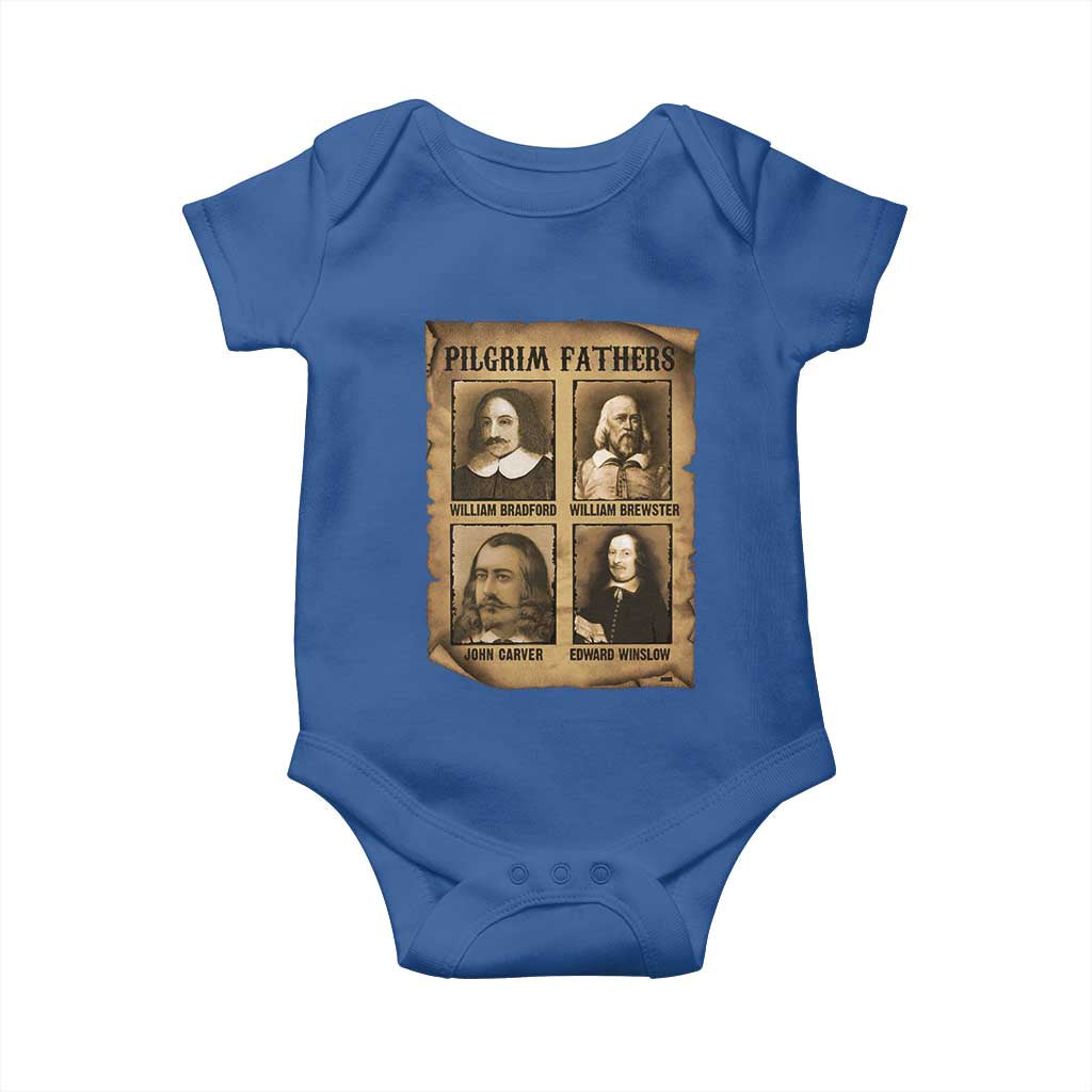 Thanksgiving Pilgrim Fathers Baby Onesie Plymouth Colony Massachusetts History TS11 Royal Blue Print Your Wear