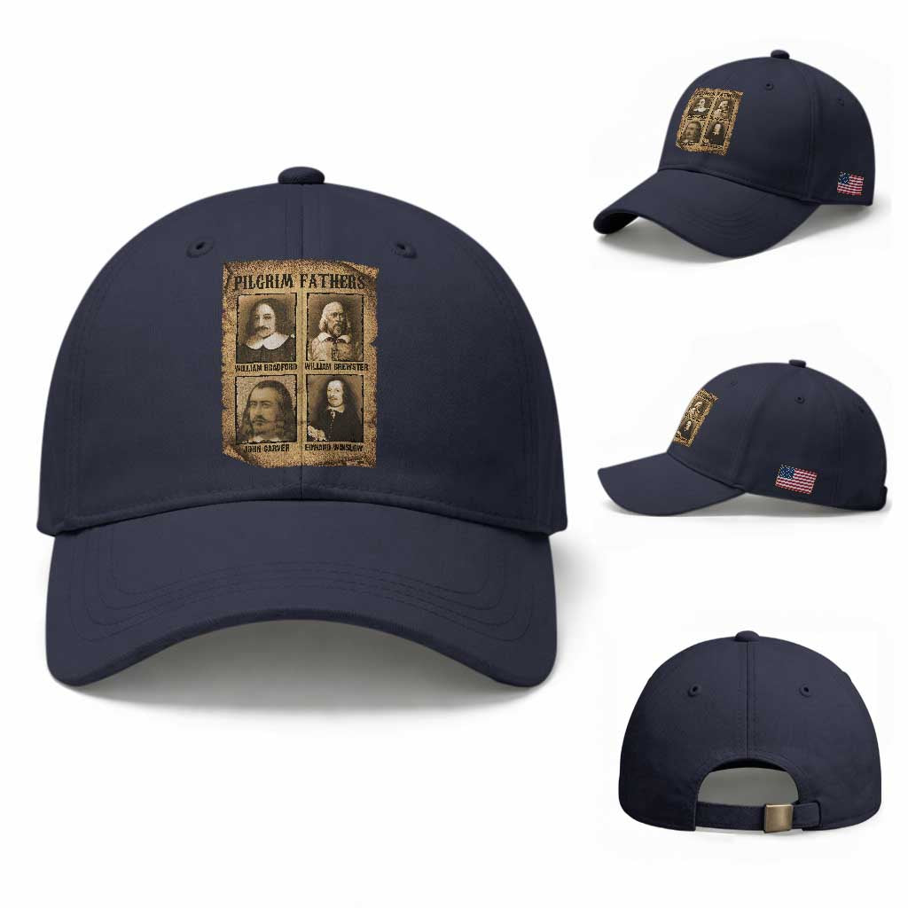Thanksgiving Pilgrim Fathers Baseball Cap Plymouth Colony Massachusetts History TS11 Baseball Cap Universal Fit Navy Print Your Wear
