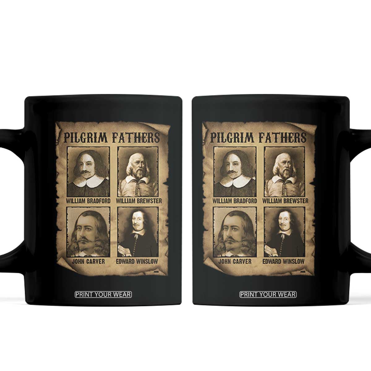 Thanksgiving Pilgrim Fathers Coffee Mug Plymouth Colony Massachusetts History TS11 Black Print Your Wear