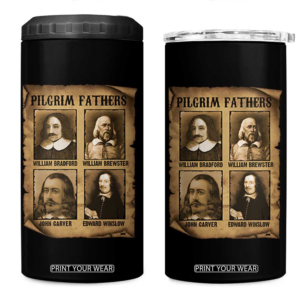 Thanksgiving Pilgrim Fathers 4 in 1 Can Cooler Tumbler Plymouth Colony Massachusetts History TS11 One Size: 16 oz Black Print Your Wear