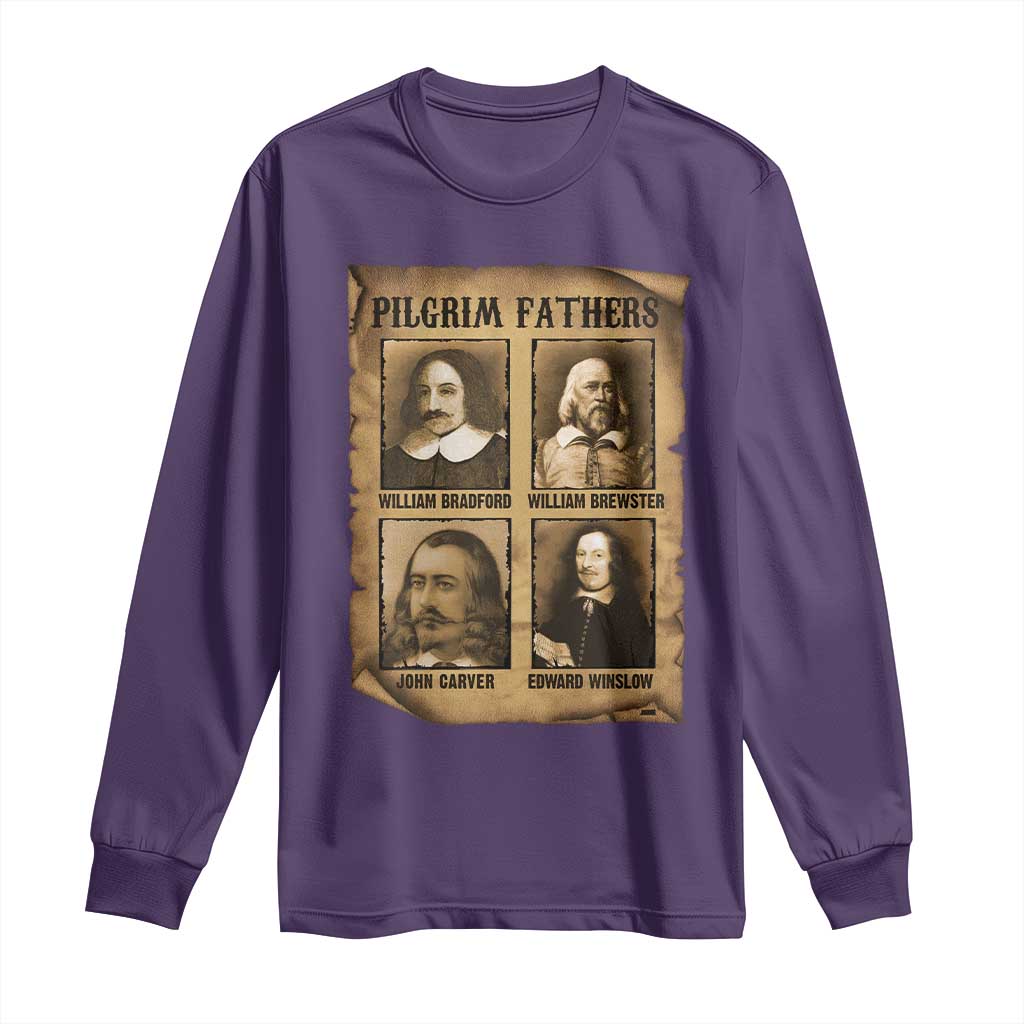 Thanksgiving Pilgrim Fathers Long Sleeve Shirt Plymouth Colony Massachusetts History TS11 Purple Print Your Wear