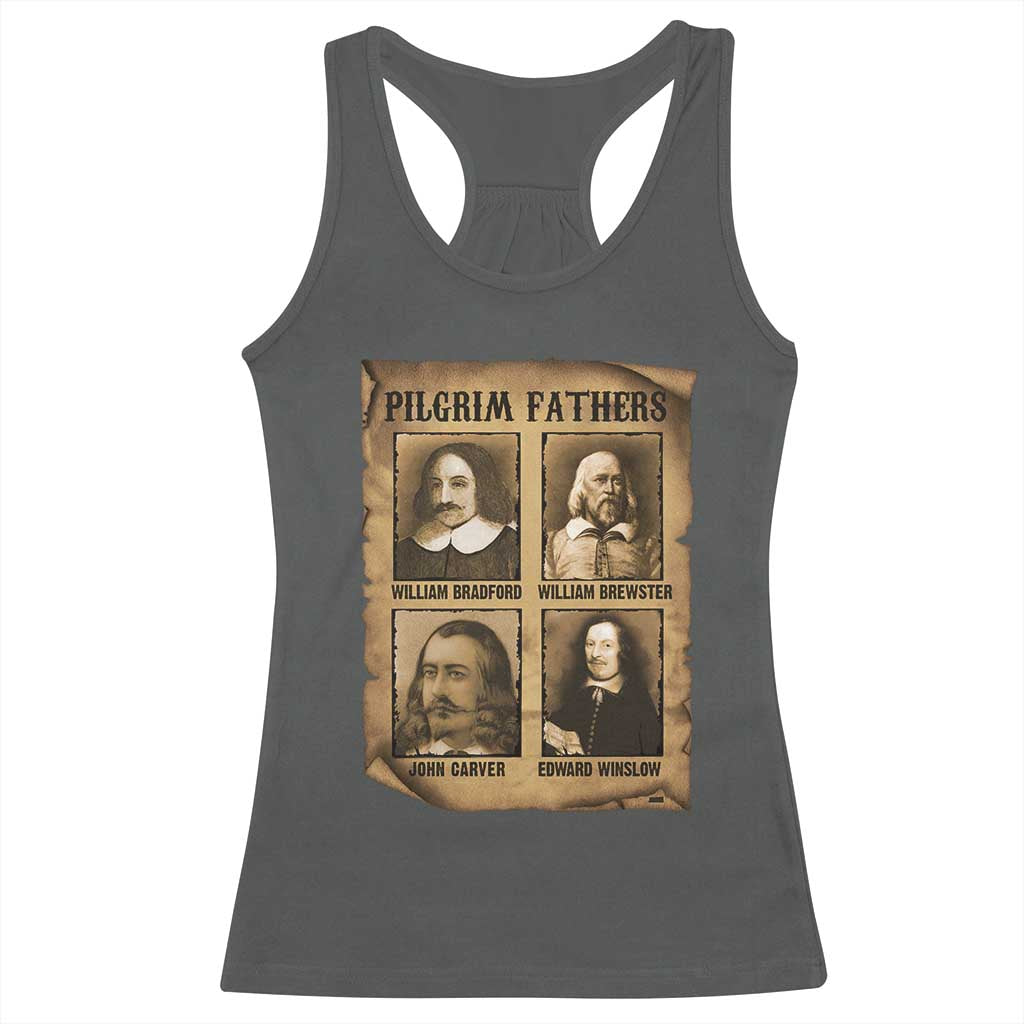 Thanksgiving Pilgrim Fathers Racerback Tank Top Plymouth Colony Massachusetts History TS11 Dark Heather Print Your Wear