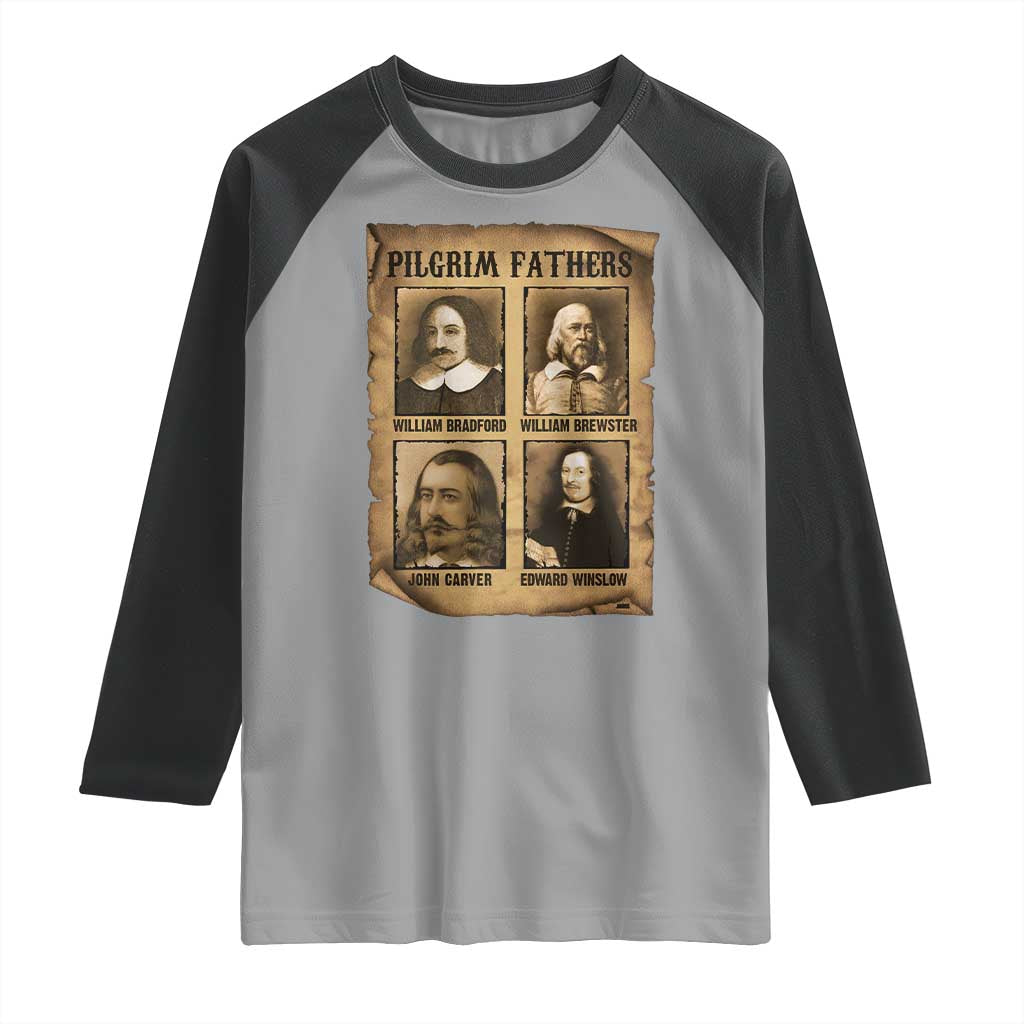 Thanksgiving Pilgrim Fathers Raglan Shirt Plymouth Colony Massachusetts History TS11 Sport Gray Black Print Your Wear
