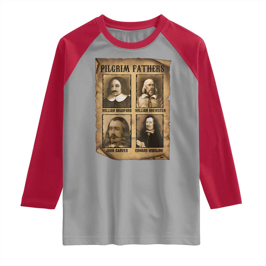 Thanksgiving Pilgrim Fathers Raglan Shirt Plymouth Colony Massachusetts History TS11 Sport Gray Red Print Your Wear