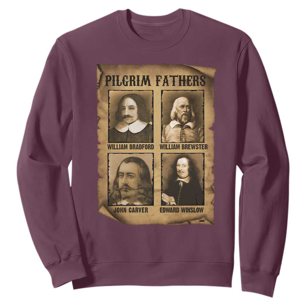 Thanksgiving Pilgrim Fathers Sweatshirt Plymouth Colony Massachusetts History TS11 Maroon Print Your Wear