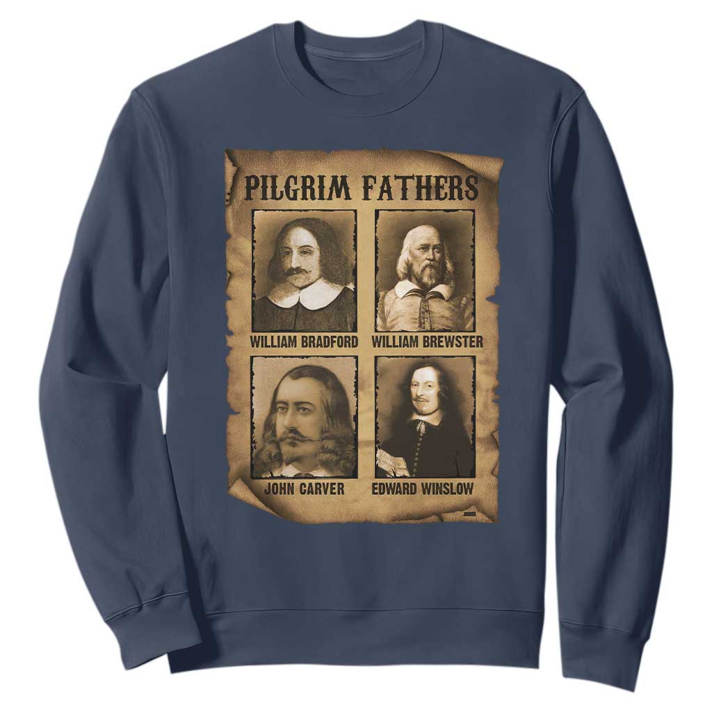 Thanksgiving Pilgrim Fathers Sweatshirt Plymouth Colony Massachusetts History TS11 Navy Print Your Wear