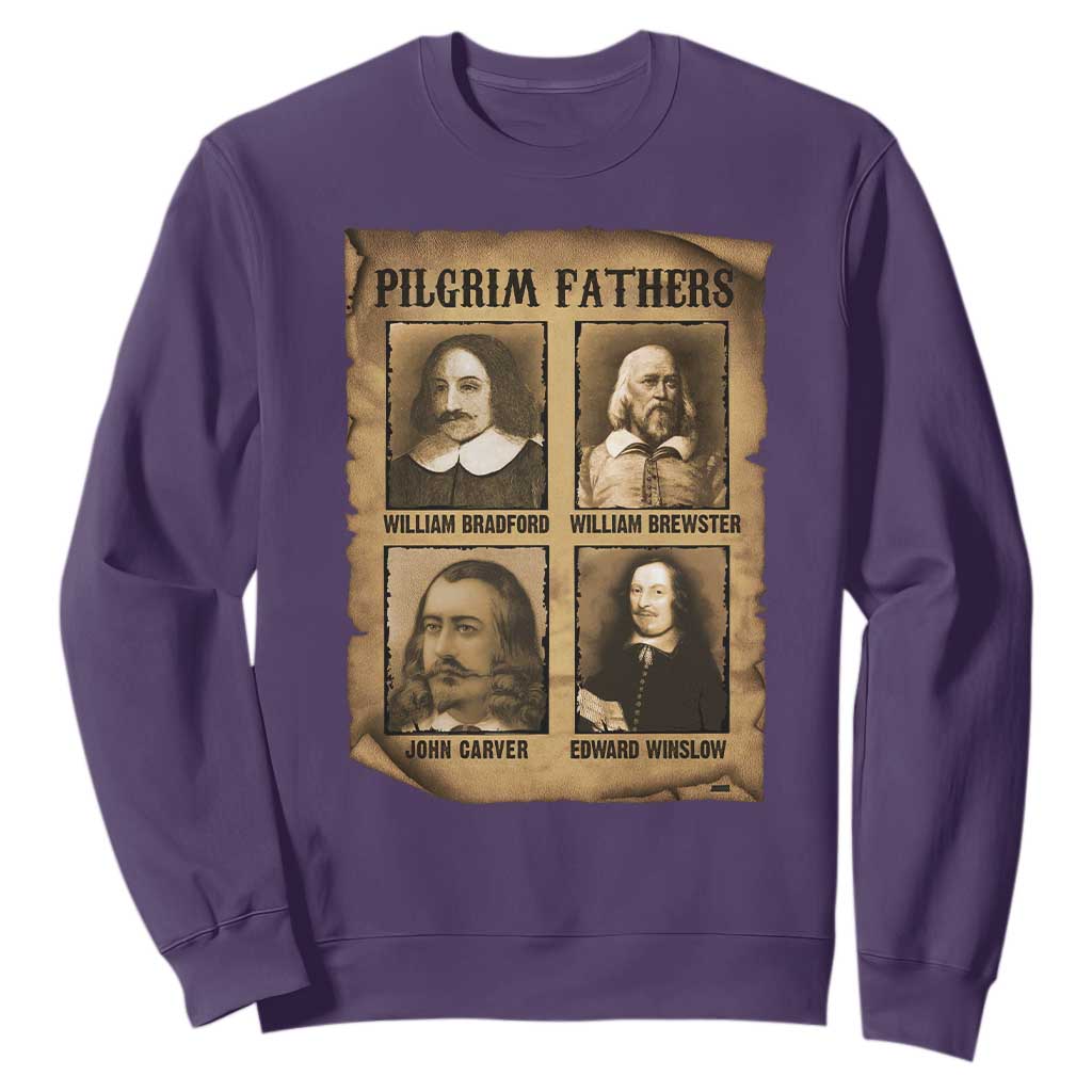 Thanksgiving Pilgrim Fathers Sweatshirt Plymouth Colony Massachusetts History TS11 Purple Print Your Wear