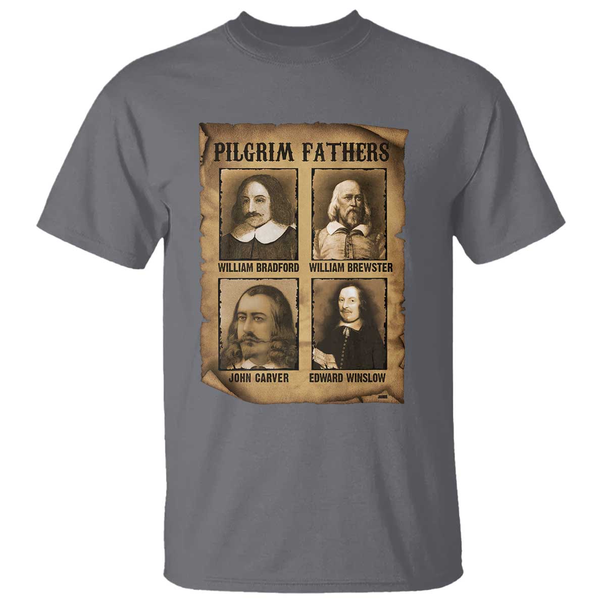 Thanksgiving Pilgrim Fathers T Shirt Plymouth Colony Massachusetts History TS11 Charcoal Print Your Wear
