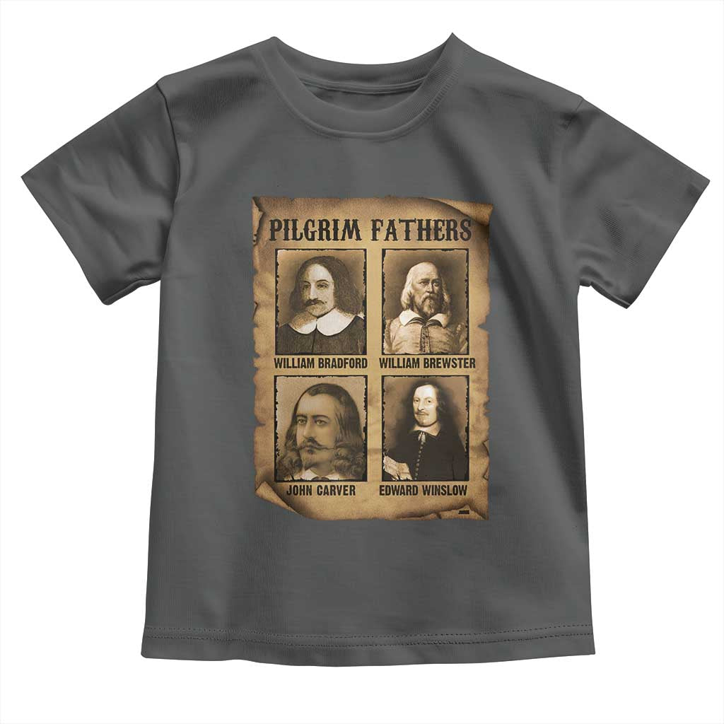 Thanksgiving Pilgrim Fathers Toddler T Shirt Plymouth Colony Massachusetts History TS11 Dark Heather Print Your Wear