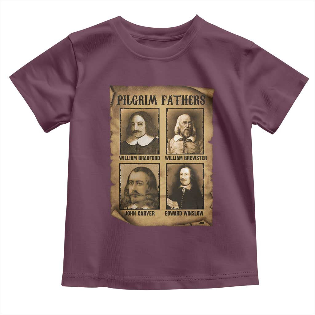 Thanksgiving Pilgrim Fathers Toddler T Shirt Plymouth Colony Massachusetts History TS11 Maroon Print Your Wear