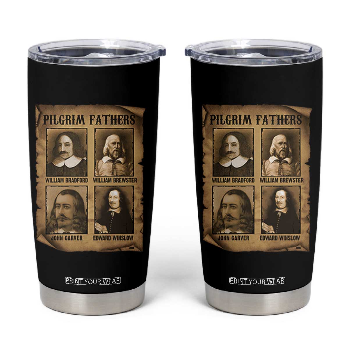 Thanksgiving Pilgrim Fathers Tumbler Cup Plymouth Colony Massachusetts History TS11 Black Print Your Wear