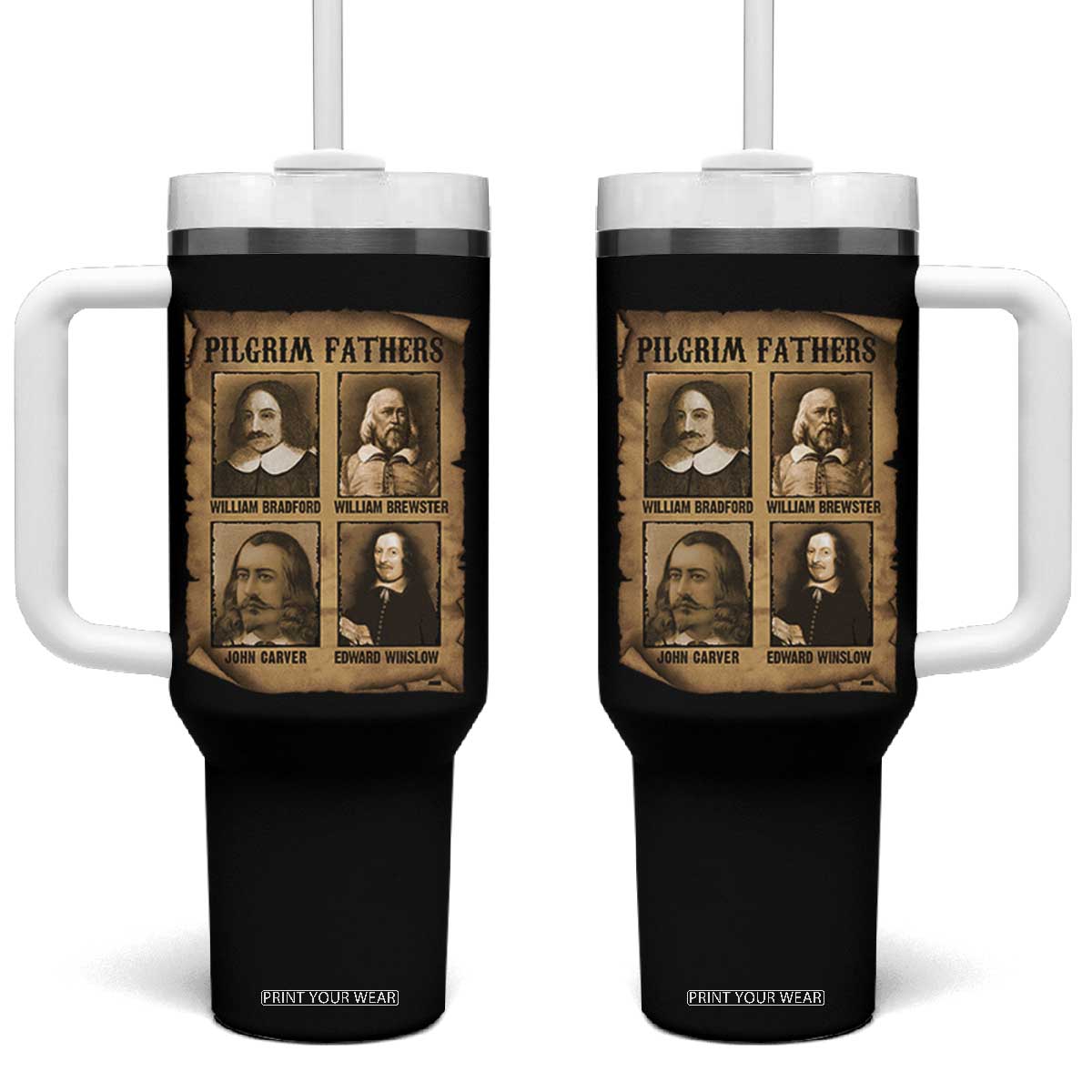 Thanksgiving Pilgrim Fathers Tumbler With Handle Plymouth Colony Massachusetts History TS11 One Size: 40 oz Black Print Your Wear