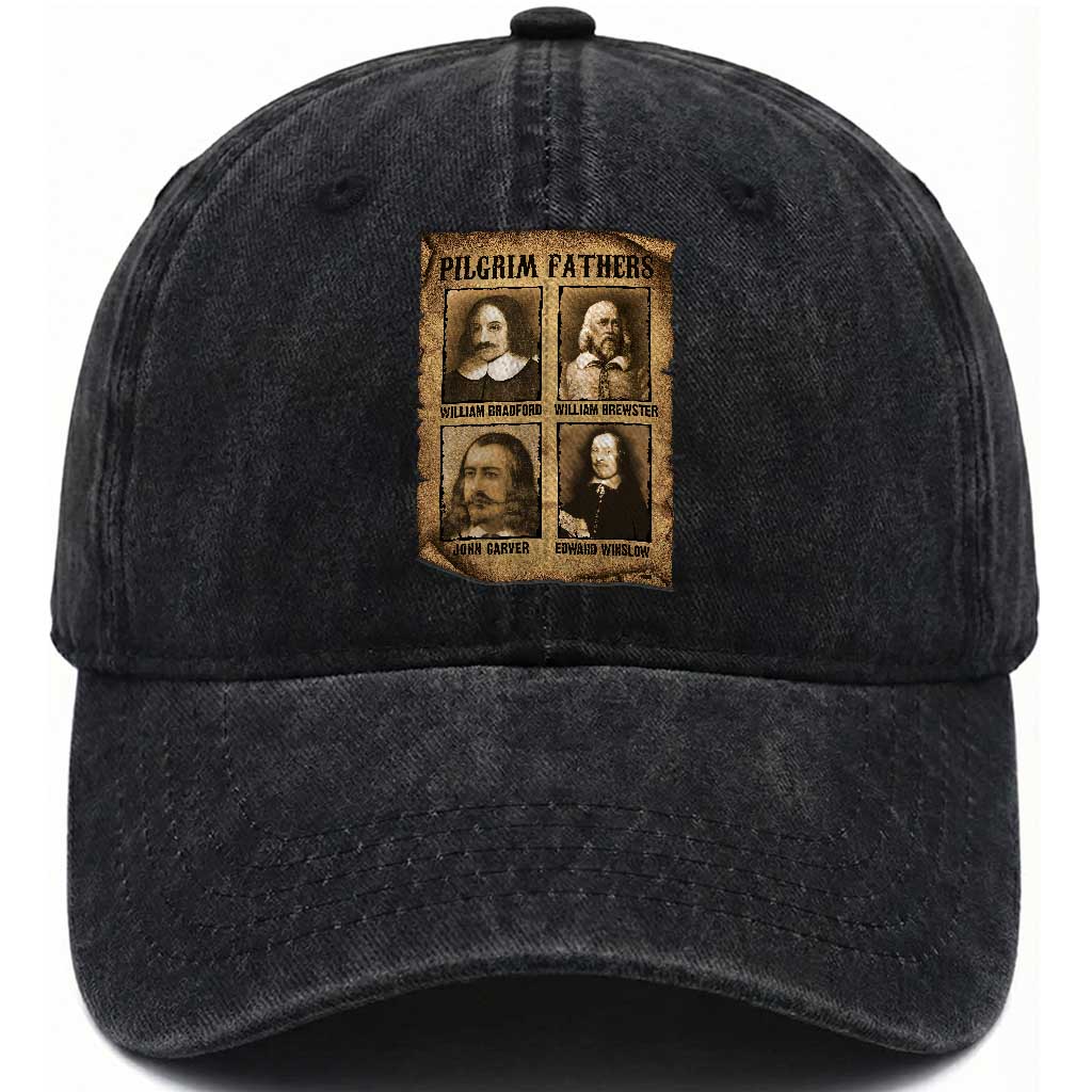 Thanksgiving Pilgrim Fathers Washed Cotton Baseball Cap Plymouth Colony Massachusetts History TS11 Print Your Wear