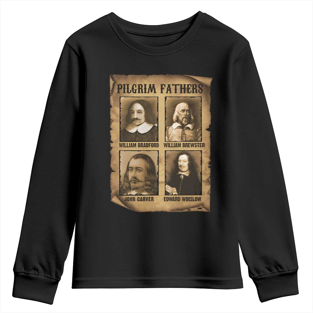Thanksgiving Pilgrim Fathers Youth Sweatshirt Plymouth Colony Massachusetts History TS11 Black Print Your Wear