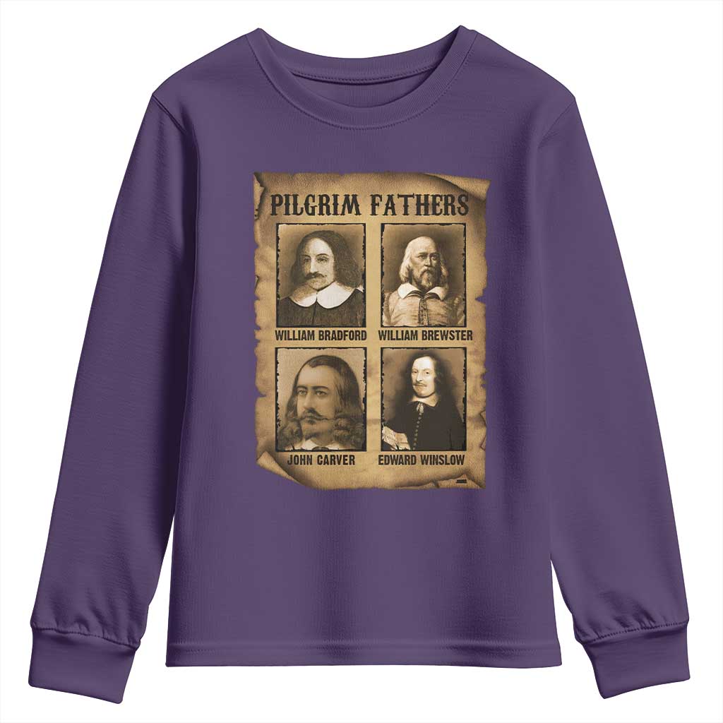Thanksgiving Pilgrim Fathers Youth Sweatshirt Plymouth Colony Massachusetts History TS11 Purple Print Your Wear