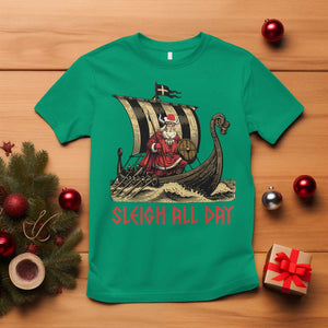 Funny Christmas Santa Viking T Shirt Sleigh All Day Xmas Pagan Norse Longship TS11 Irish Green Print Your Wear