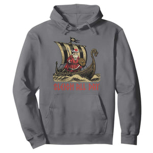 Funny Christmas Santa Viking Hoodie Sleigh All Day Xmas Pagan Norse Longship TS11 Charcoal Print Your Wear