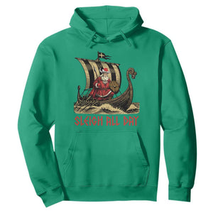 Funny Christmas Santa Viking Hoodie Sleigh All Day Xmas Pagan Norse Longship TS11 Irish Green Print Your Wear