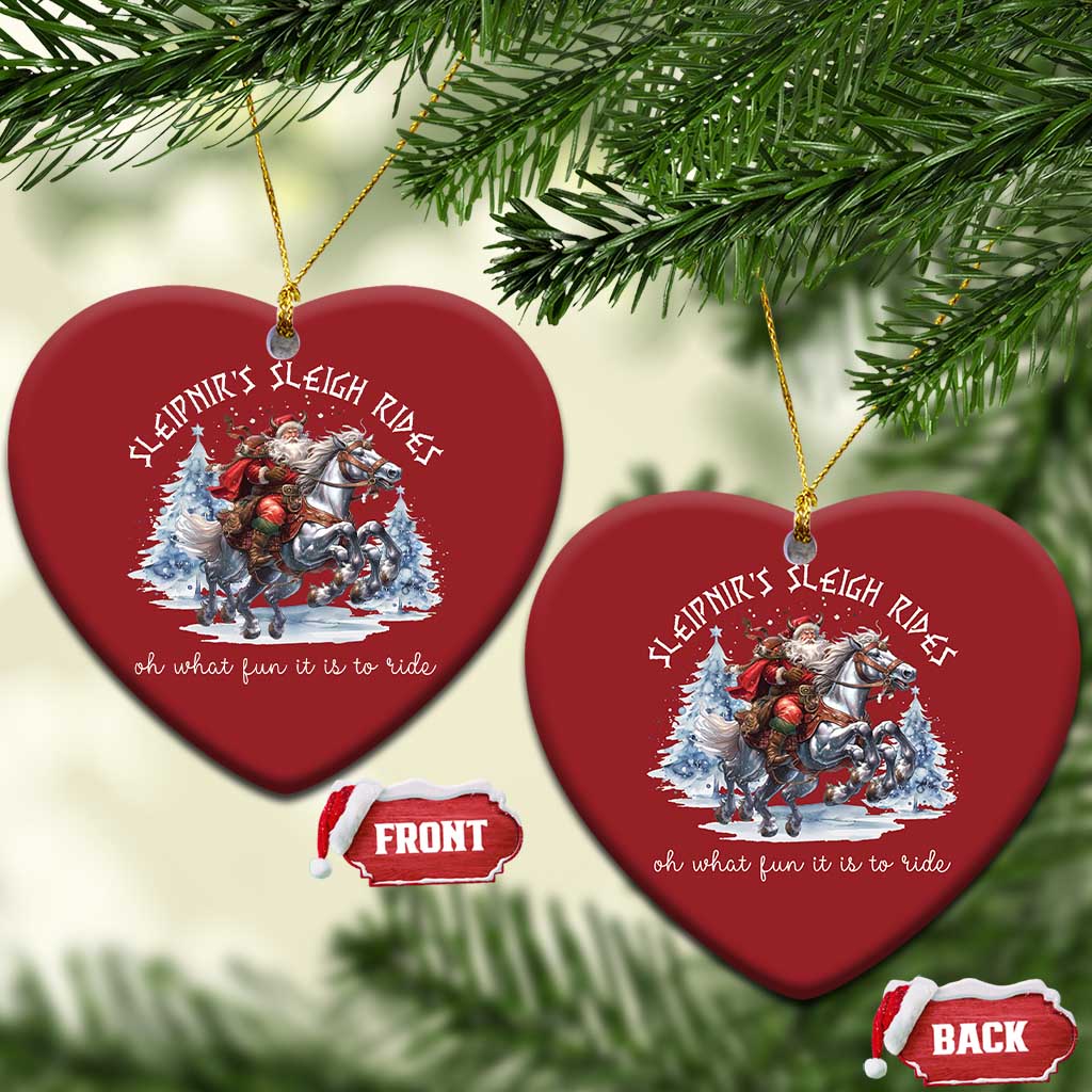 Funny Xmas Santa Viking Christmas Ornament Sleipnir's Sleigh Rides Oh What Fun It Is To Ride TS11 Heart Red Print Your Wear