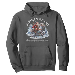 Funny Christmas Santa Viking Hoodie Sleipnir's Sleigh Rides Oh What Fun It Is To Ride TS11 Dark Heather Print Your Wear