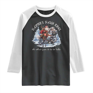 Funny Christmas Santa Viking Raglan Shirt Sleipnir's Sleigh Rides Oh What Fun It Is To Ride TS11 Black White Print Your Wear
