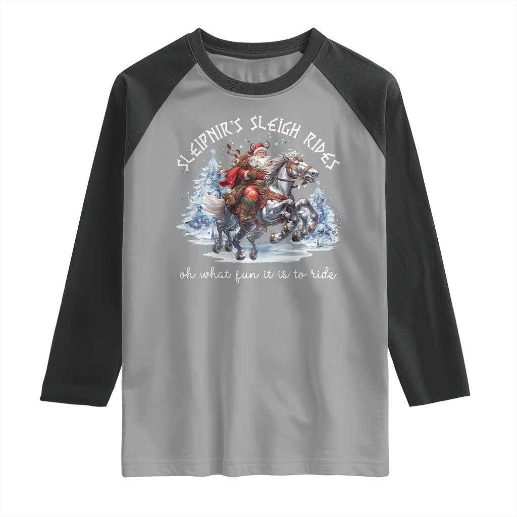 Funny Christmas Santa Viking Raglan Shirt Sleipnir's Sleigh Rides Oh What Fun It Is To Ride TS11 Sport Gray Black Print Your Wear