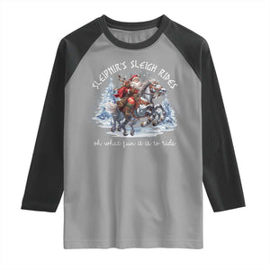 Funny Christmas Santa Viking Raglan Shirt Sleipnir's Sleigh Rides Oh What Fun It Is To Ride TS11 Sport Gray Black Print Your Wear