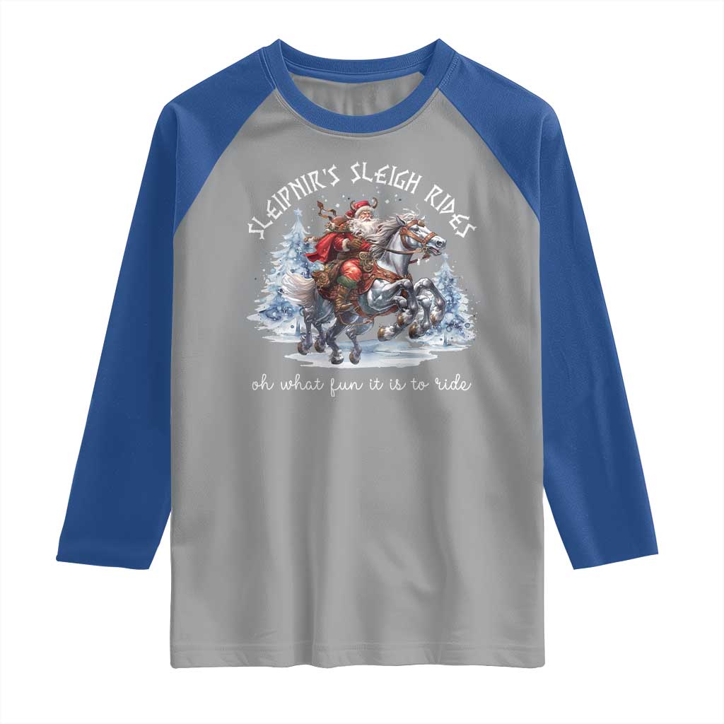 Funny Christmas Santa Viking Raglan Shirt Sleipnir's Sleigh Rides Oh What Fun It Is To Ride TS11 Sport Gray Royal Print Your Wear