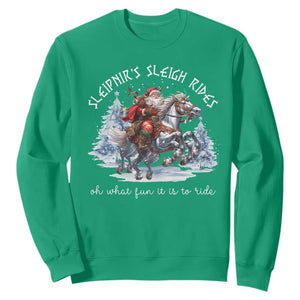 Funny Christmas Santa Viking Sweatshirt Sleipnir's Sleigh Rides Oh What Fun It Is To Ride TS11 Irish Green Print Your Wear