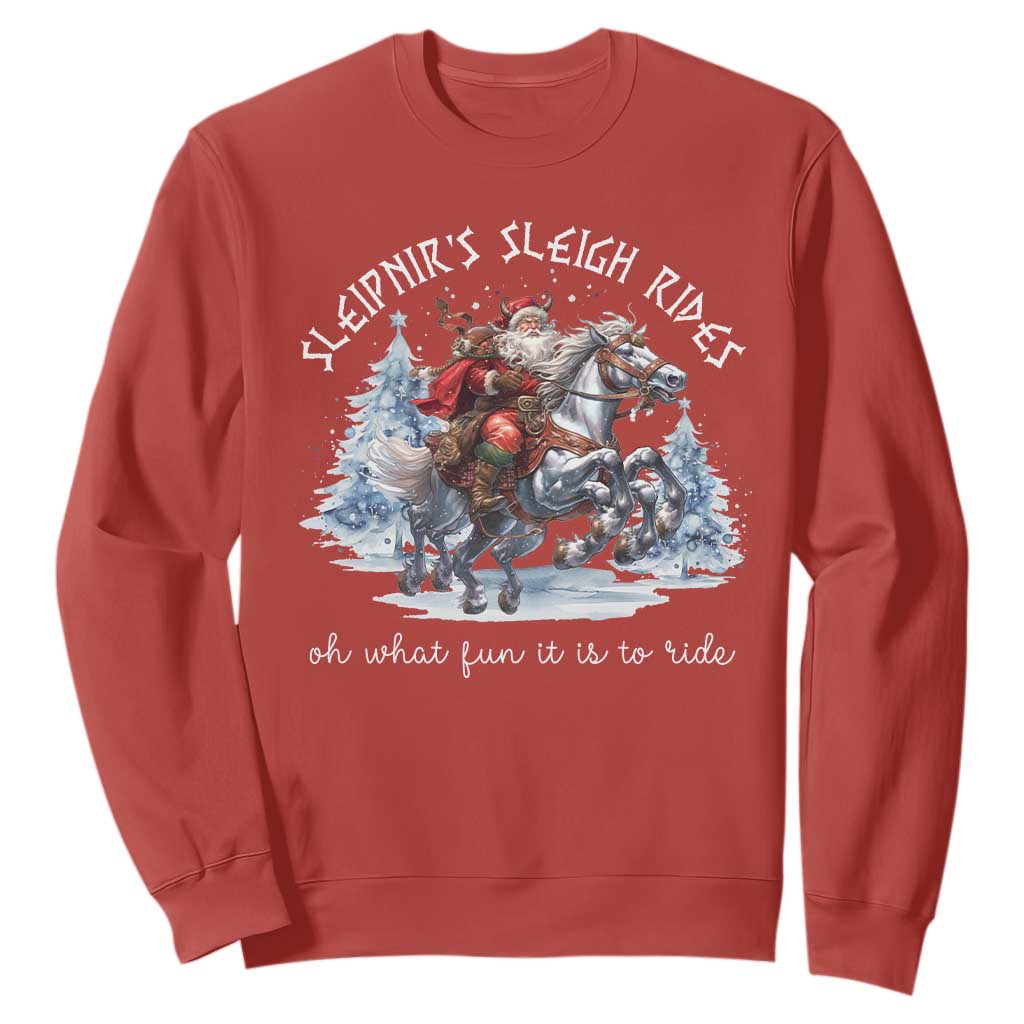 Funny Christmas Santa Viking Sweatshirt Sleipnir's Sleigh Rides Oh What Fun It Is To Ride TS11 Red Print Your Wear