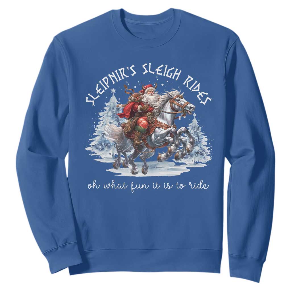 Funny Christmas Santa Viking Sweatshirt Sleipnir's Sleigh Rides Oh What Fun It Is To Ride TS11 Royal Blue Print Your Wear