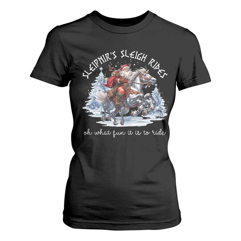 Funny Christmas Santa Viking T Shirt For Women Sleipnir's Sleigh Rides Oh What Fun It Is To Ride TS11 Black Print Your Wear