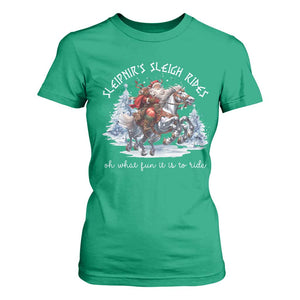 Funny Christmas Santa Viking T Shirt For Women Sleipnir's Sleigh Rides Oh What Fun It Is To Ride TS11 Irish Green Print Your Wear