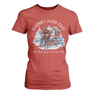 Funny Christmas Santa Viking T Shirt For Women Sleipnir's Sleigh Rides Oh What Fun It Is To Ride TS11 Red Print Your Wear