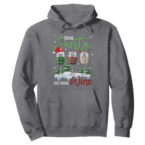 Funny Christmas Wine Hoodie Dear Santa Just Bring Wine Winter Holiday TS11 Charcoal Print Your Wear